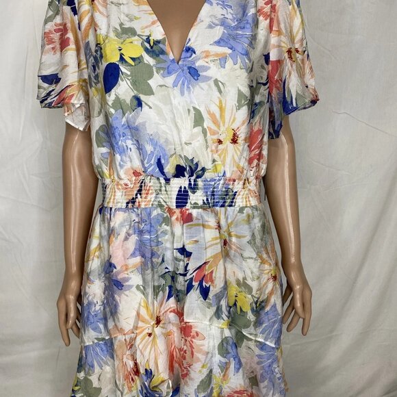 Vince Camuto Women’s Flutter Sleeve Tiered Midi Dress – Summer Swirl Print – L - Picture 9 of 11